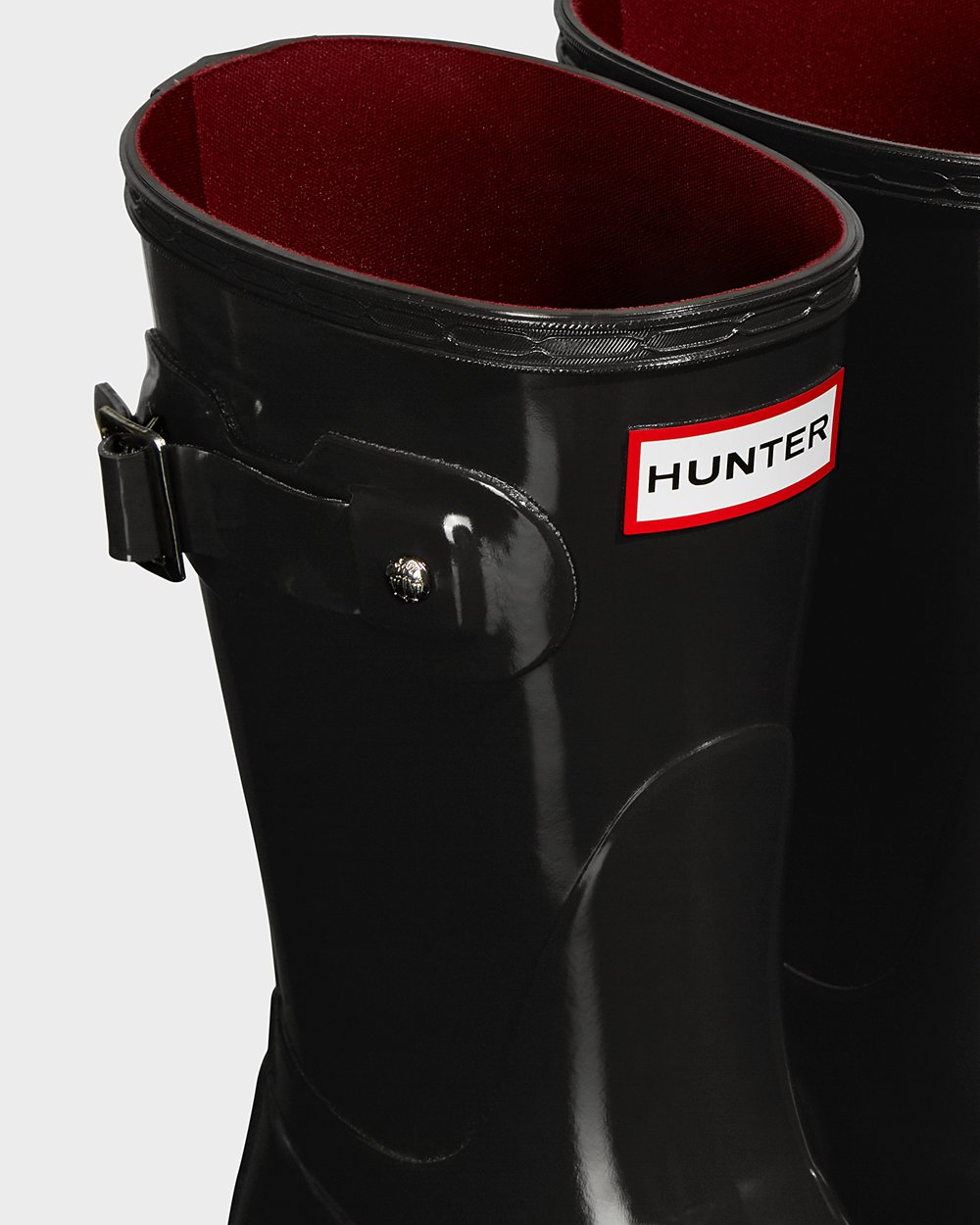 Hunter Original Gloss Short Rain Boots - Shop Online Womens Black - LAZRJX869